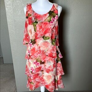 SLNY Floral Layered Dress, size 14